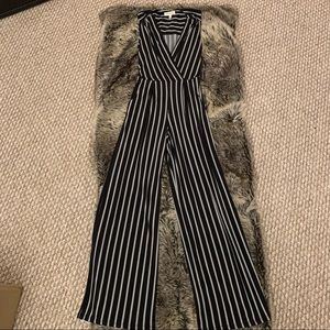Monteau Black and White Striped Sleeveless Jumpsuit Romper